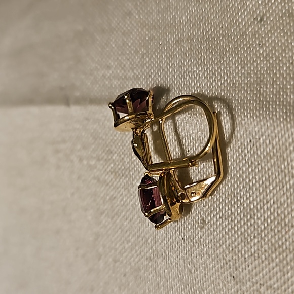 Gold-tone Lavender Rhinestone Dangle Earrings - Picture 4 of 7